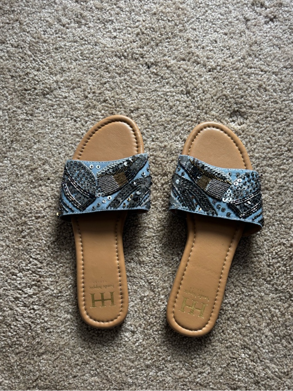 Blue Beaded Sandals